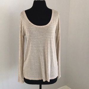 Splendid gold metallic stripe long sleeve top SZ.M